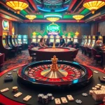 Engage in exciting gameplay at a casino featuring link mahjong alongside roulette and slot machines.