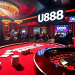 Betting enthusiasts enjoying an exhilarating U888 poker game at a high-stakes table.