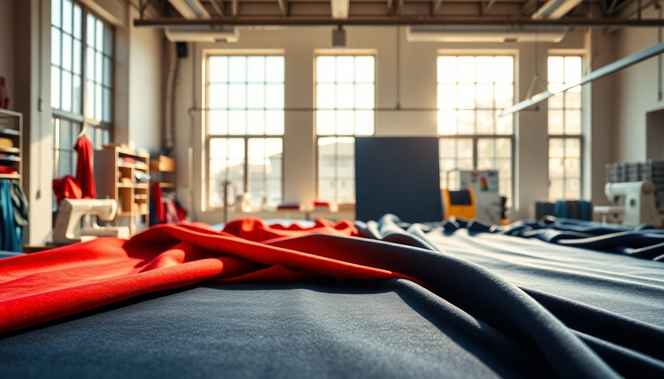 Visuele presentatie van spandex stof met diverse texturen en kleuren in een stoffen studio.