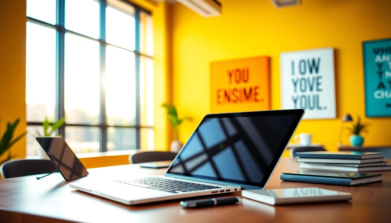 Engaging workspace highlighting Brightet tools and technology in a vibrant setting.