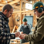 Engaged trainees in construction craft training hands-on learning activities with a supportive instructor.