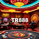 Players winning at TR88 online casino, showcasing vibrant poker tables and slot machines.
