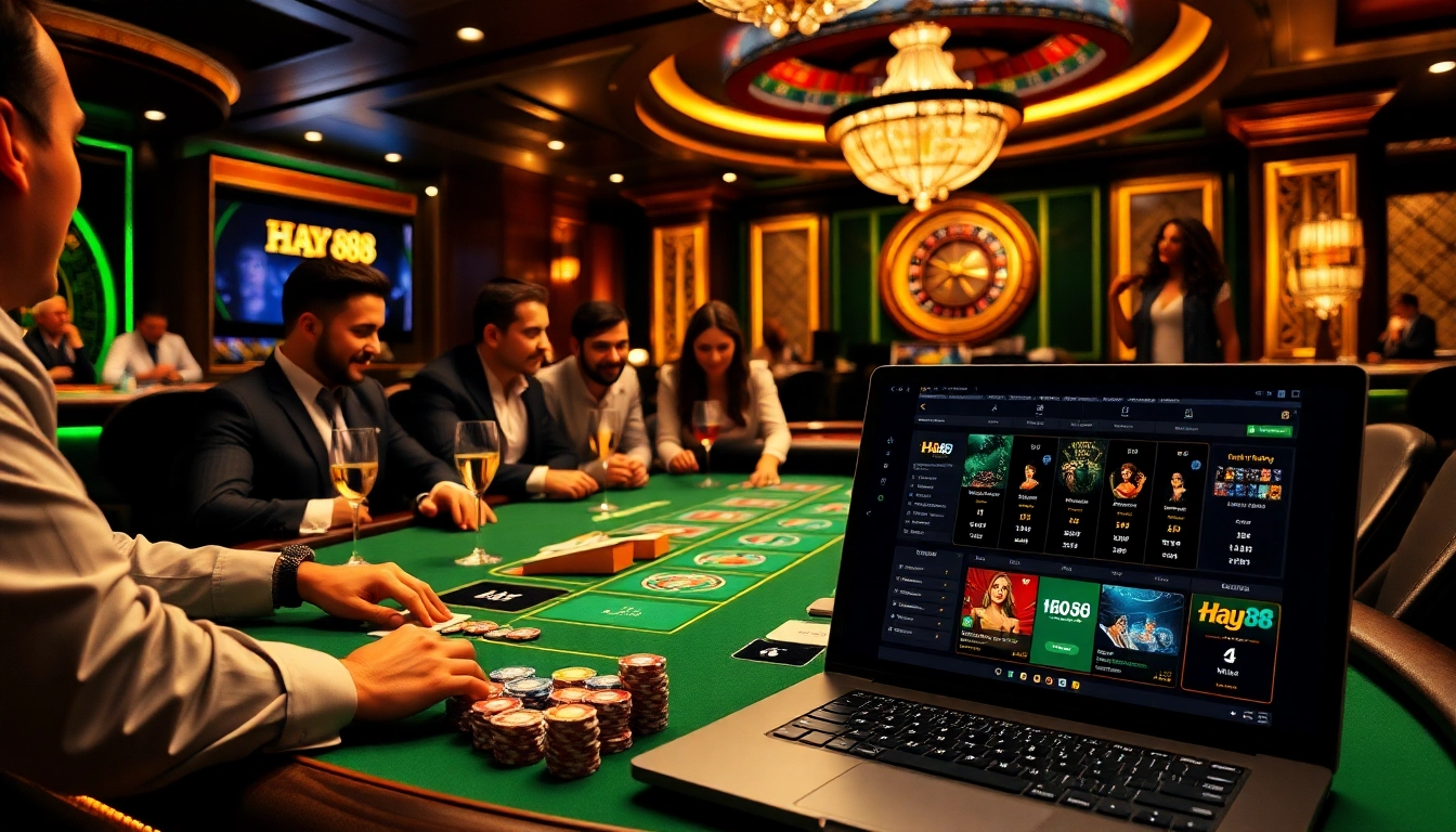 Experience the thrill of Hay 88 at a high-stakes poker table, showcasing elite players and excitement.