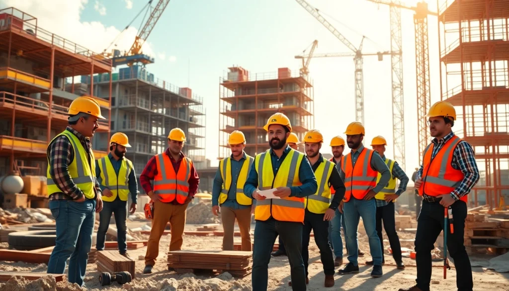 Engaged workers on a Carolinas construction site showcasing teamwork and progress in the industry.