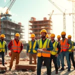 Engaged workers on a Carolinas construction site showcasing teamwork and progress in the industry.