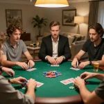 Engaged players at a friendly poker game showcasing excitement, strategy, and camaraderie on https://777x.bid/.