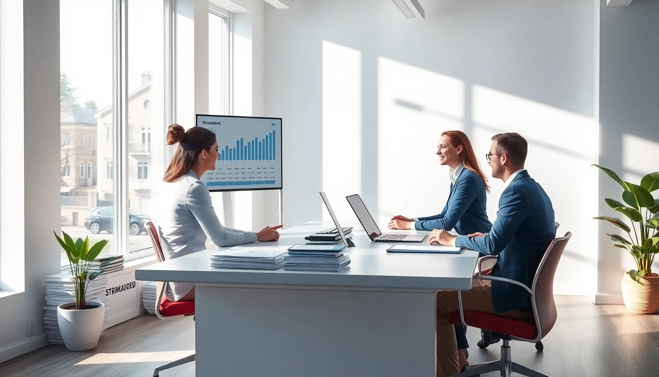 Biuro księgowe w mieście Poznań z profesjonalnym księgowym pomagającym klientom w nowoczesnym otoczeniu.