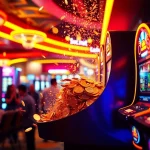 Engage with the thrill of situs slot demo on a vibrant casino slot machine, capturing excitement.