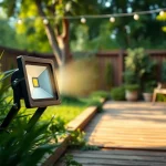 Verlicht je tuin met de krachtige led breedstraler in een sfeervolle setting.