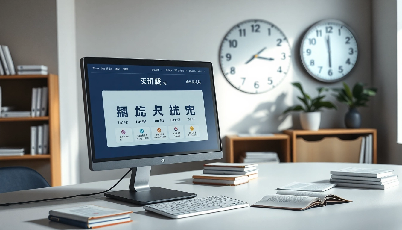 Professional workspace featuring the 有道翻译 interface on a sleek computer, symbolizing innovative translation technology.