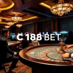 C168 BET players enjoying a thrilling live casino experience with poker tables and vibrant roulette wheels.
