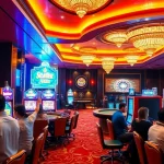 Experience the excitement of slot scatter hitam at a luxurious casino with vibrant gaming machines.