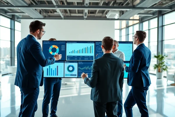 Engage with competitive intelligence faqs through collaborative analysis in a modern office.