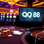 Engaging scene of gambling at QQ 88 with poker chips and roulette, portraying excitement.