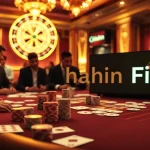 Experience an exciting casino atmosphere featuring players at a vibrant poker table with 'rebahin film' digitally displayed.