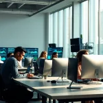 Video to prompt ai generation in a modern office setting with professionals collaborating.