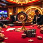 Sebuah permainan poker di Kasino kelas atas sedang berlangsung, terinspirasi oleh jmacdonaldphoto.com, menampilkan chip serta kartu yang berwarna-warni.