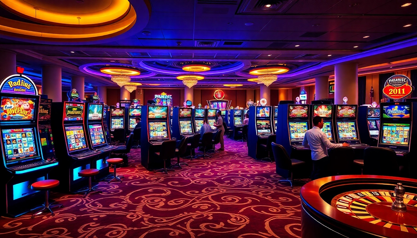Players enjoying exciting pragmatic slot machines at a luxurious casino.