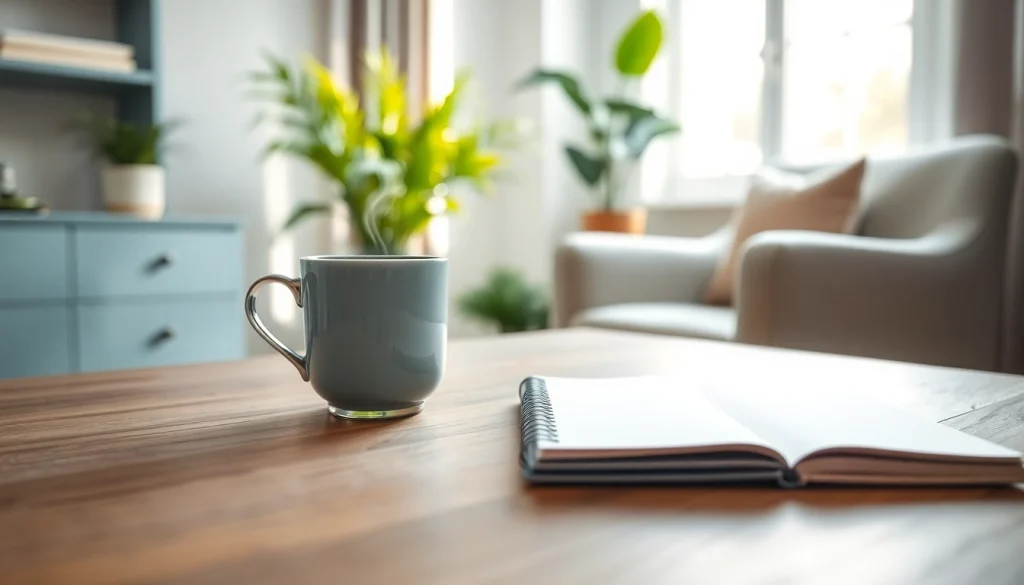 Anxiety symptoms represented in a serene workspace with a comforting atmosphere.