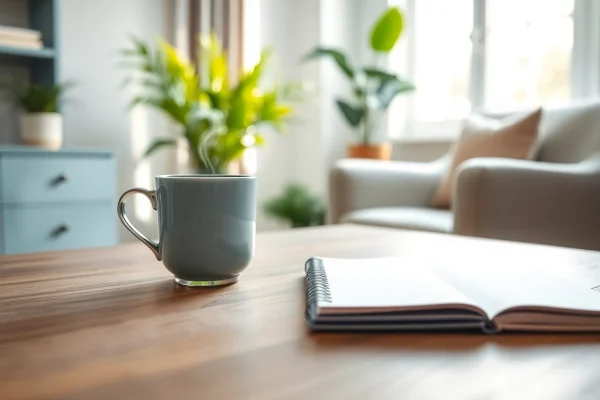 Anxiety symptoms represented in a serene workspace with a comforting atmosphere.