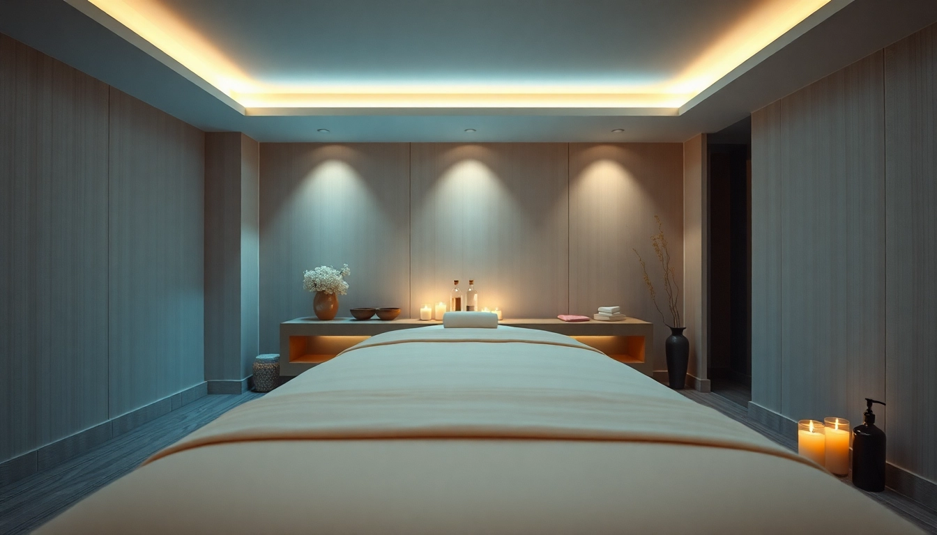 편안한 색상과 아늑한 장식이 특징인 부산마사지 룸의 고요한 내부