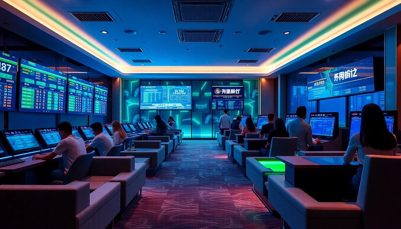 Luxurious betting lounge featuring 슈어맨 branding, showcasing a safe and engaging gambling environment.