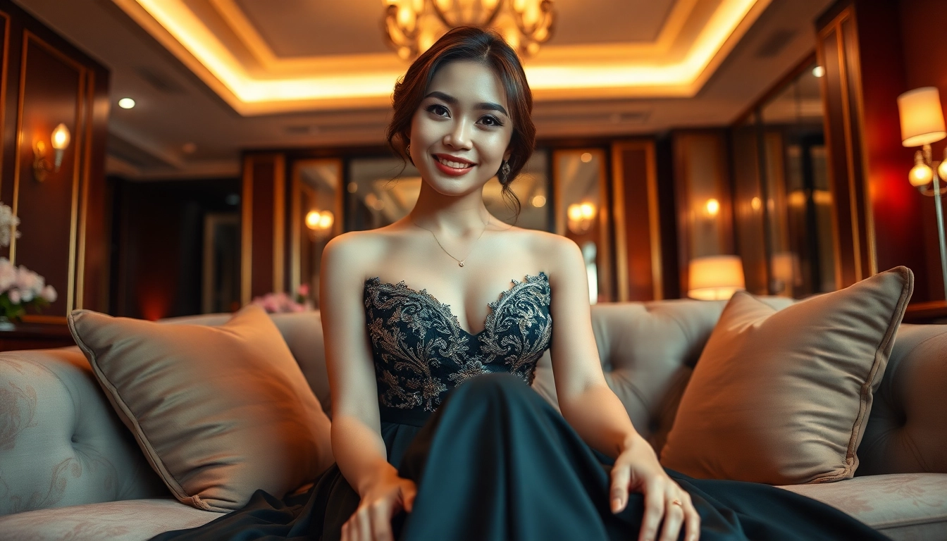 Singapore escort in a luxurious setting, emphasizing elegance and charm.