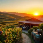 Enjoying the best wineries in California with scenic vineyards and warm sunlight.
