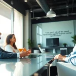 Engaging session with a business coach los angeles in a bright office setting.
