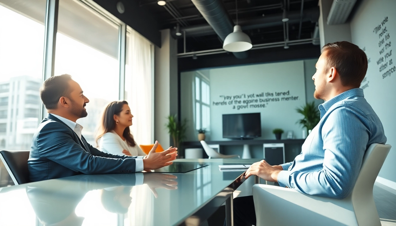 Engaging session with a business coach los angeles in a bright office setting.