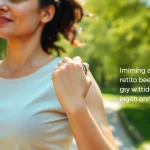 Wearing a stylish Health Ring during a morning run amidst nature.