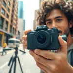 Capture moments with the Insta360 X5 camera showcasing vibrant urban photography.