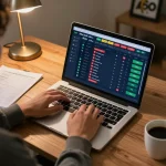 Kèo nhà cái 5 displayed on laptop with live betting options, enhancing strategic sports betting at home