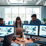 Hereford Website Designers collaborating in a modern workspace showcasing innovative website designs.