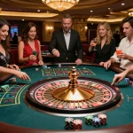 Pemain yang terlibat memasang taruhan di meja roulette paris888, menyoroti kegembiraan dan strategi di kasino mewah.