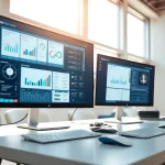 Highlighting call centre software in a modern professional workspace, showcasing efficiency.