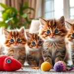 Engaging Maine Coon kittens for sale playing with toys in a cozy setting.