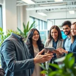 Showcasing an enterprise assistant enhancing teamwork in a dynamic office environment.