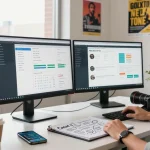 Dynamic workspace of scenadomen.pl showcasing digital marketing strategies and analytics.