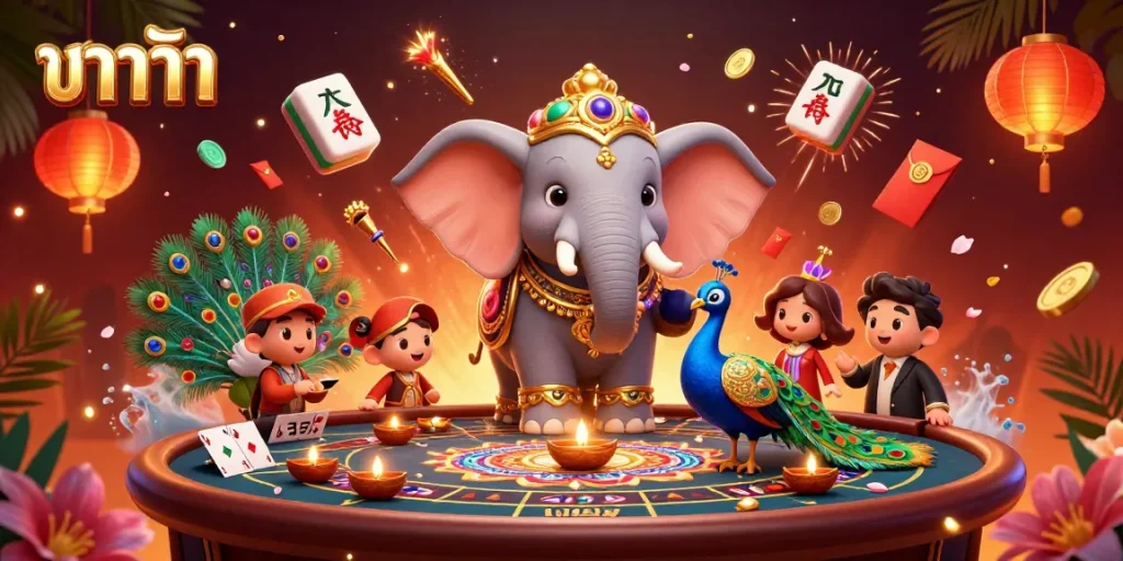 Engage with baccarat gameplay showcased by colorful 3D characters and dynamic casino elements.