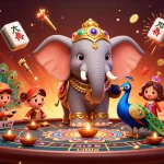 Engage with baccarat gameplay showcased by colorful 3D characters and dynamic casino elements.