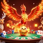 Bermain di tikus4d dengan phoenix megah dan elemen permainan dikelilingi, membangkitkan keberuntungan.