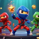 Menguasai LUXURY777 Daftar dengan tim ninja kadal beraksi di kasino digital yang penuh warna.