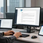 Detect PDF fraud with advanced AI in a modern office setup.