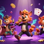 Jouer au paris sportif limite de gain avec des hyènes dans un club de casino animé.