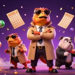 Jouez au casino en ligne retrait immédiat avec l'animation colorée des ballons de loterie et des éléments de jeu.