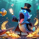 Visuel dynamique d'un casino en ligne français avec des personnages marins et des éléments de jeu palpitants.