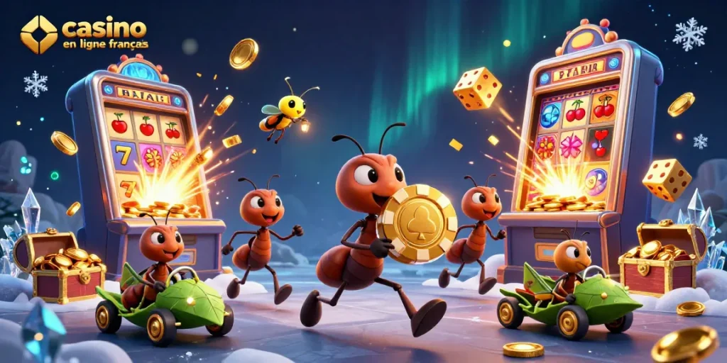 Faites l'expérience de l'excitation du casino en ligne francais avec cette illustration animée dynamique.