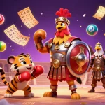Les jeux au casino français en ligne prennent vie avec une illustration animée dynamique et colorée.