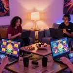 Players enjoying online slots on Spaceman88 in a vibrant gaming environment.